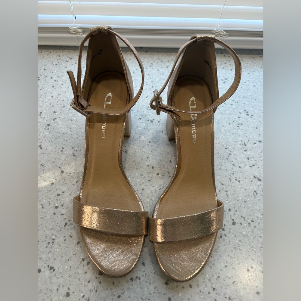 EUC CL by Chinese Laundry Women's Jody Heeled Sandal Glitter Gold- size 10 - Picture 1 of 10